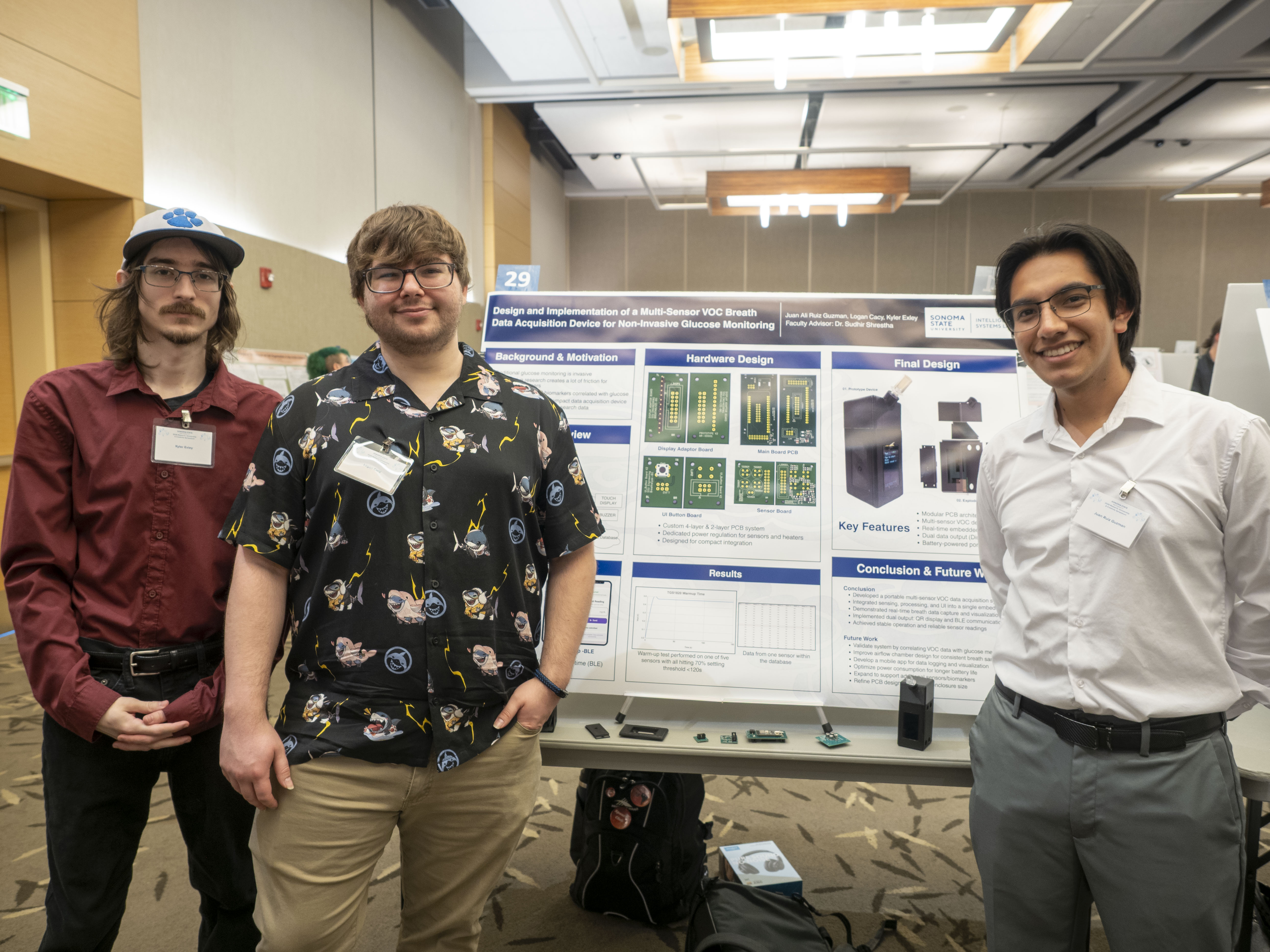 Breathalyze-BG team presenting the completed prototype at the Sonoma State University Senior Design Symposium