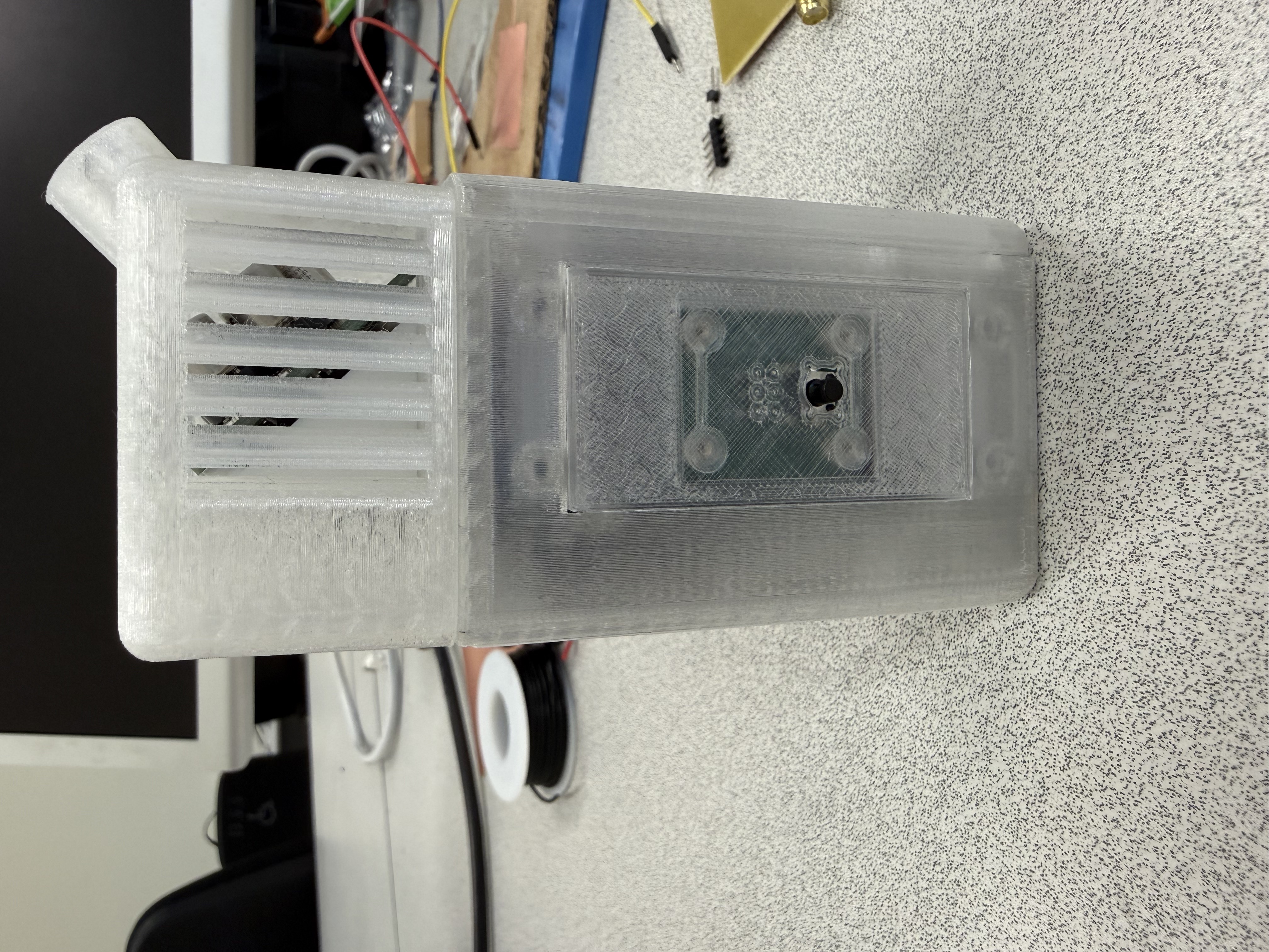 Side view of the translucent Breathalyze-BG enclosure