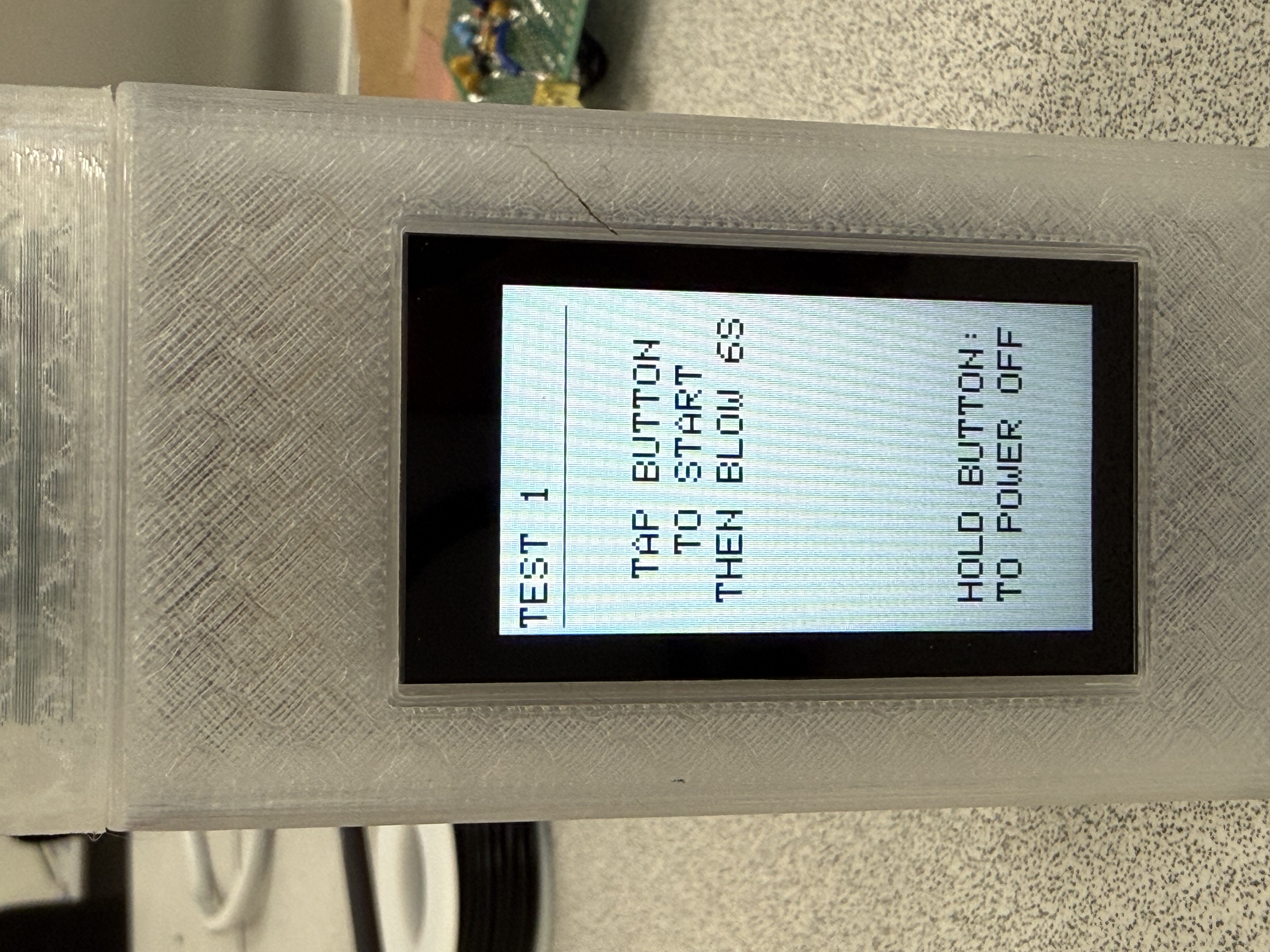 Breathalyze-BG display showing a guided test interface